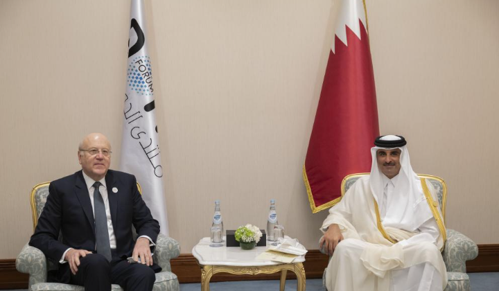 أمير قطر يبحث مع ميقاتي دعم العلاقات وتطورات لبنان