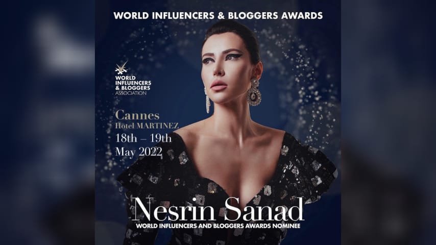 نسرين سند تعلن ترشيحها لجوائز المؤثرين و المدونين العالميين لعام 2022