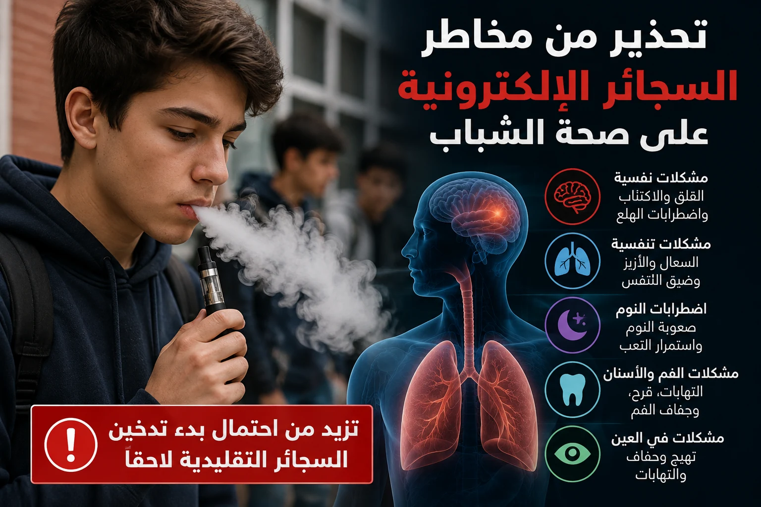 صورة مميزة: السجائر الإلكترونية ترتبط بمشاكل التنفس والصحة النفسية للشباب