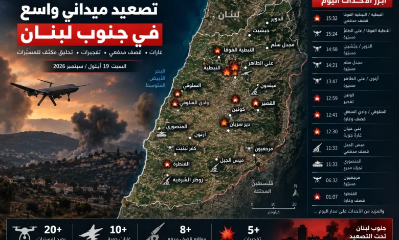 عاجل منصة اجواء:تصعيد ميداني واسع في جنوب لبنان: غارات وقصف مدفعي وتحليق مكثف للمسيّرات #انفوغراف - أرشيف غوغل وبينغ